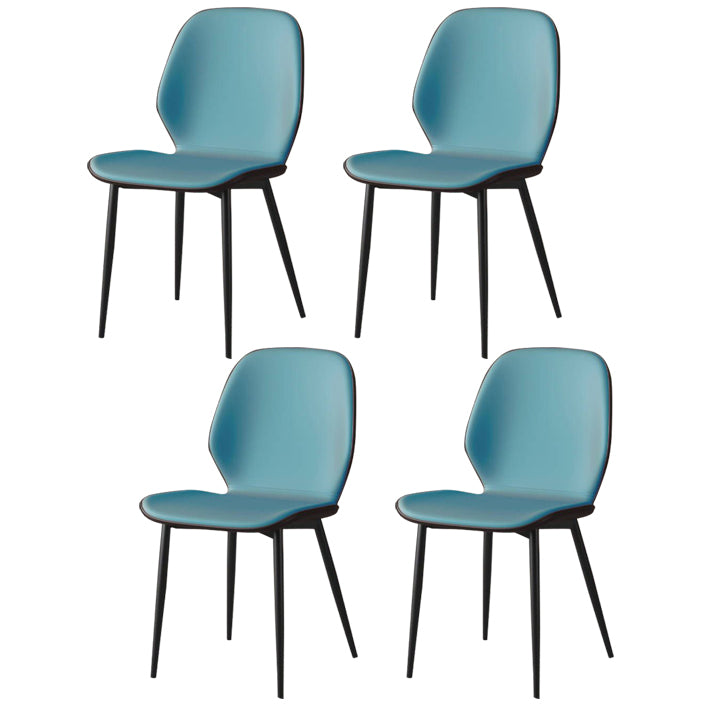 Faux Leather Contemporary Dining Room Chair Matte Finish Solid Back Dining Chairs