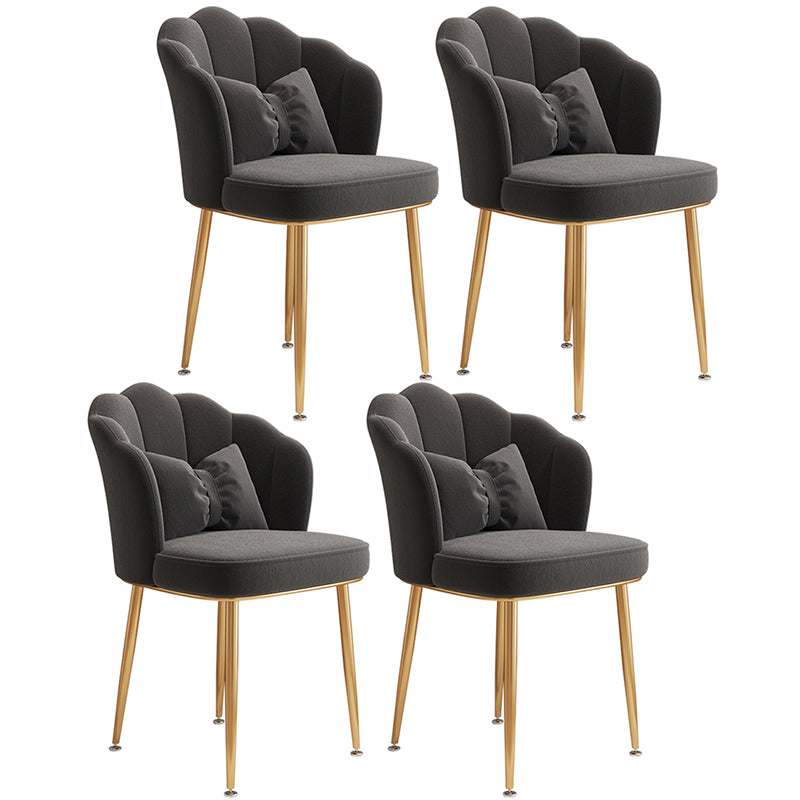 Glam Dining Room Chair 16.5'' Wide Solid Back Chair with 4 Metal Legs for Home Use