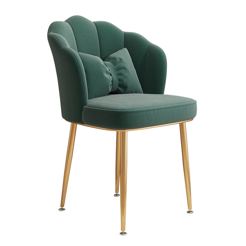 Glam Dining Room Chair 16.5'' Wide Solid Back Chair with 4 Metal Legs for Home Use