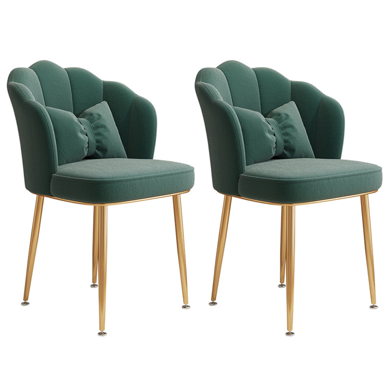 Glam Dining Room Chair 16.5'' Wide Solid Back Chair with 4 Metal Legs for Home Use