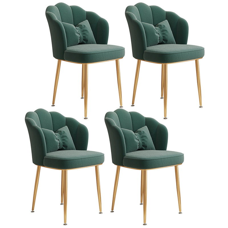 Glam Dining Room Chair 16.5'' Wide Solid Back Chair with 4 Metal Legs for Home Use