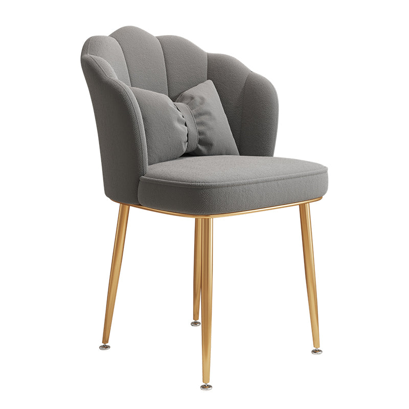 Glam Dining Room Chair 16.5'' Wide Solid Back Chair with 4 Metal Legs for Home Use