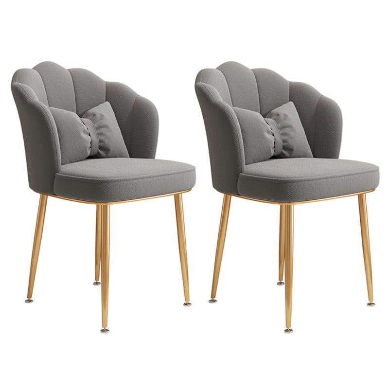 Glam Dining Room Chair 16.5'' Wide Solid Back Chair with 4 Metal Legs for Home Use