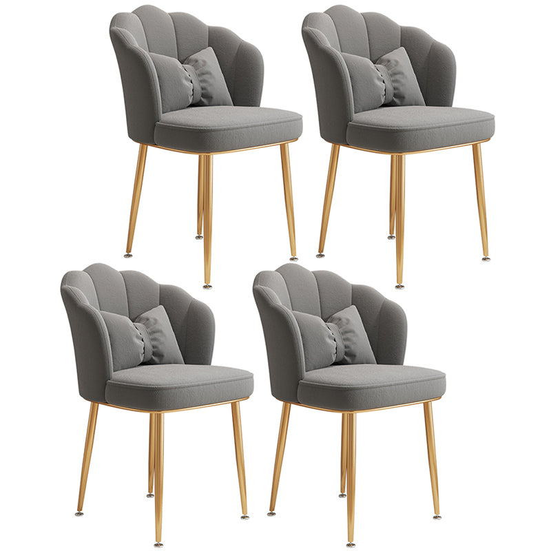 Glam Dining Room Chair 16.5'' Wide Solid Back Chair with 4 Metal Legs for Home Use