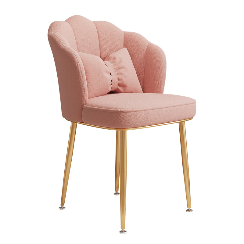 Glam Dining Room Chair 16.5'' Wide Solid Back Chair with 4 Metal Legs for Home Use