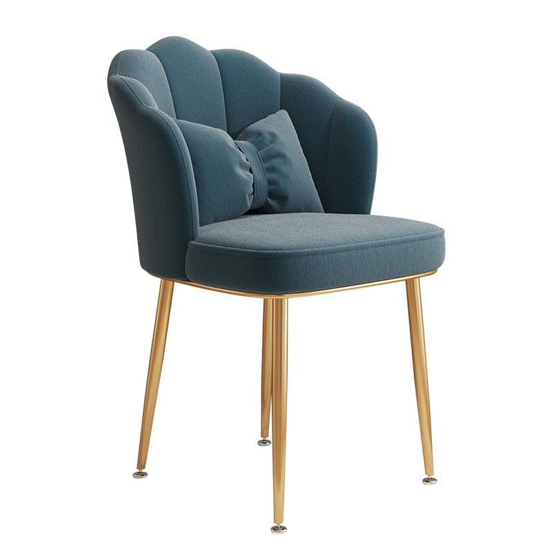 Glam Dining Room Chair 16.5'' Wide Solid Back Chair with 4 Metal Legs for Home Use