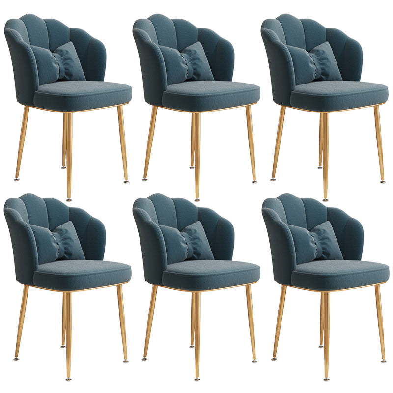 Glam Dining Room Chair 16.5'' Wide Solid Back Chair with 4 Metal Legs for Home Use