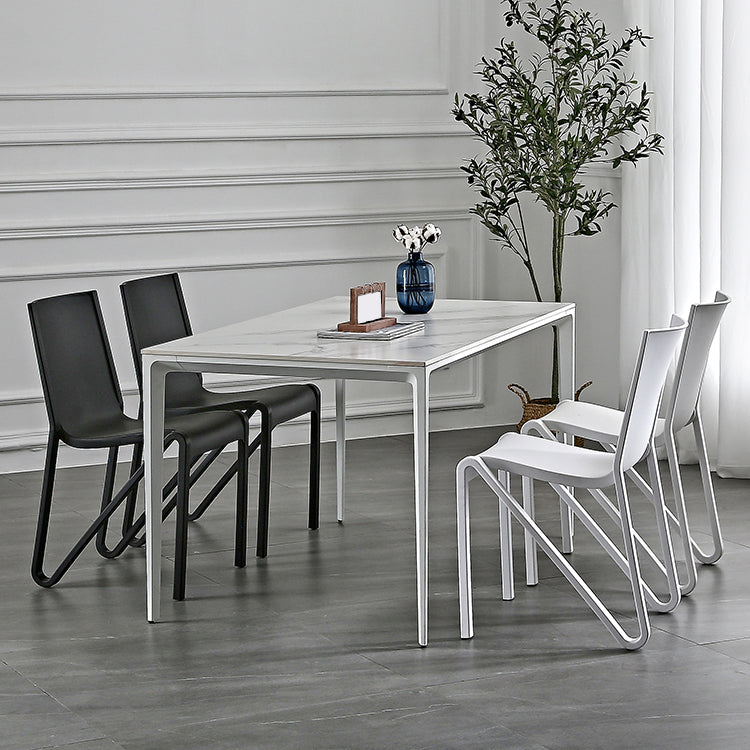 Modern Stackable Square Dining Chair Acrylic Dining Armless Chair for Kitchen