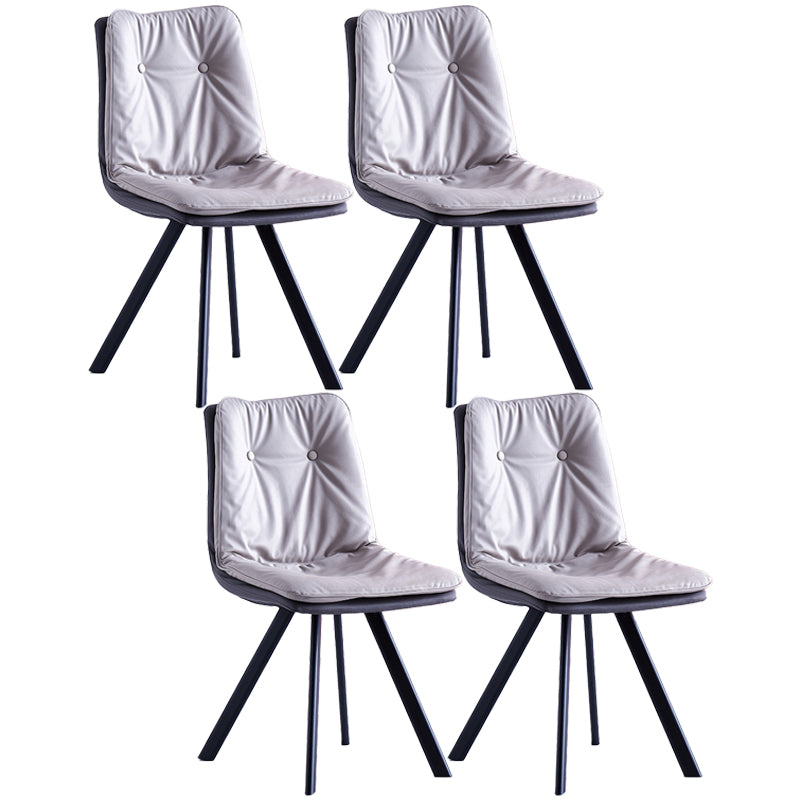 Leather Scandinavian Side Chair Upholstered Armless Dining Chairs with Metal Legs