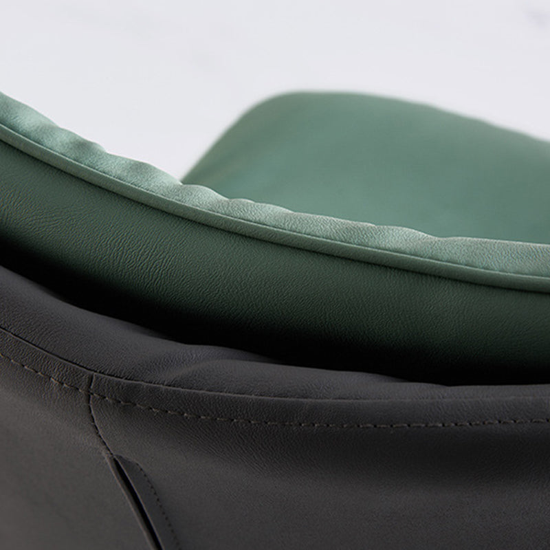 Leather Scandinavian Side Chair Upholstered Armless Dining Chairs with Metal Legs