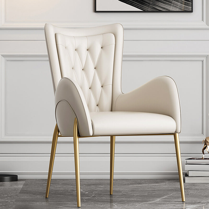 Chaises de salle à manger en cuir et velours, fauteuil de salle à manger à dossier haut de style Glam
