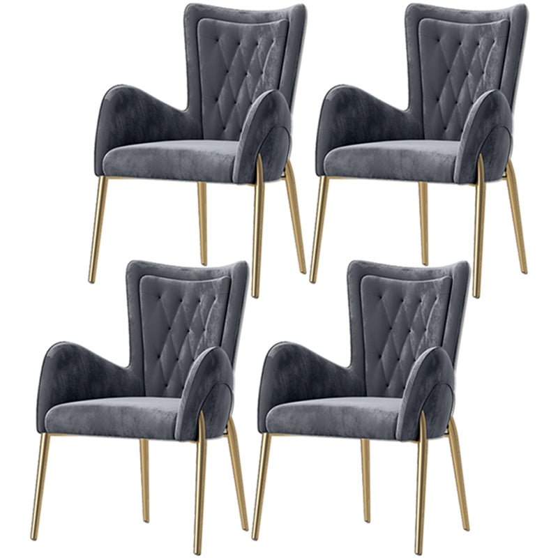 Chaises de salle à manger en cuir et velours, fauteuil de salle à manger à dossier haut de style Glam