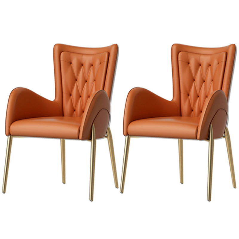 Chaises de salle à manger en cuir et velours, fauteuil de salle à manger à dossier haut de style Glam