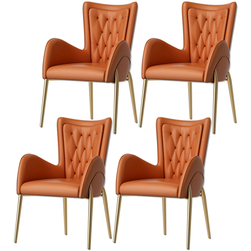 Chaises de salle à manger en cuir et velours, fauteuil de salle à manger à dossier haut de style Glam