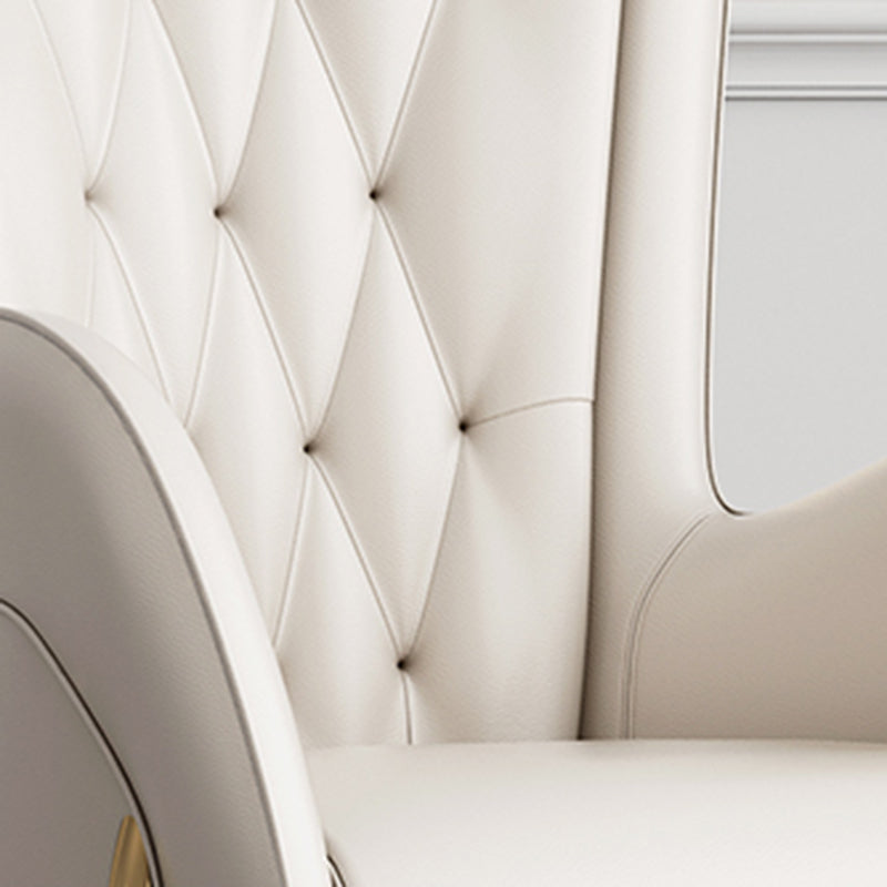 Chaises de salle à manger en cuir et velours, fauteuil de salle à manger à dossier haut de style Glam