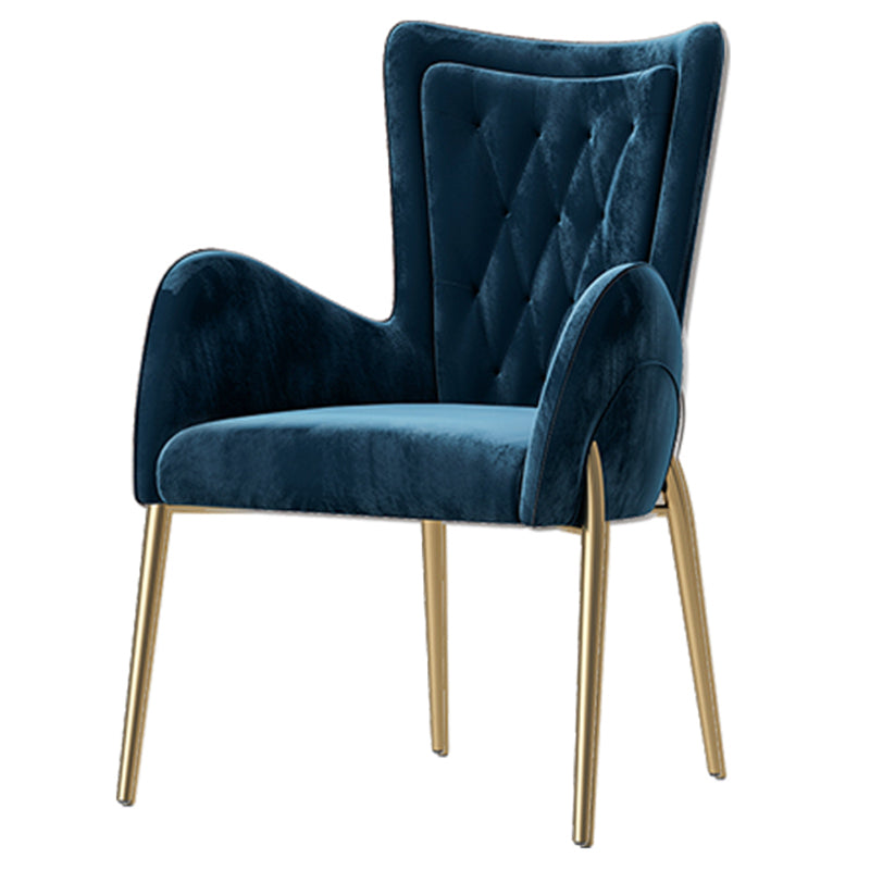 Chaises de salle à manger en cuir et velours, fauteuil de salle à manger à dossier haut de style Glam