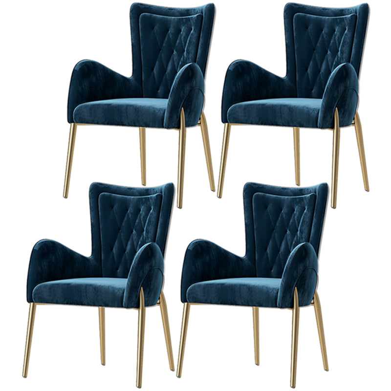 Chaises de salle à manger en cuir et velours, fauteuil de salle à manger à dossier haut de style Glam