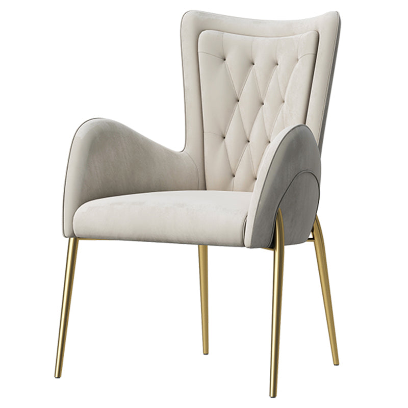 Chaises de salle à manger en cuir et velours, fauteuil de salle à manger à dossier haut de style Glam