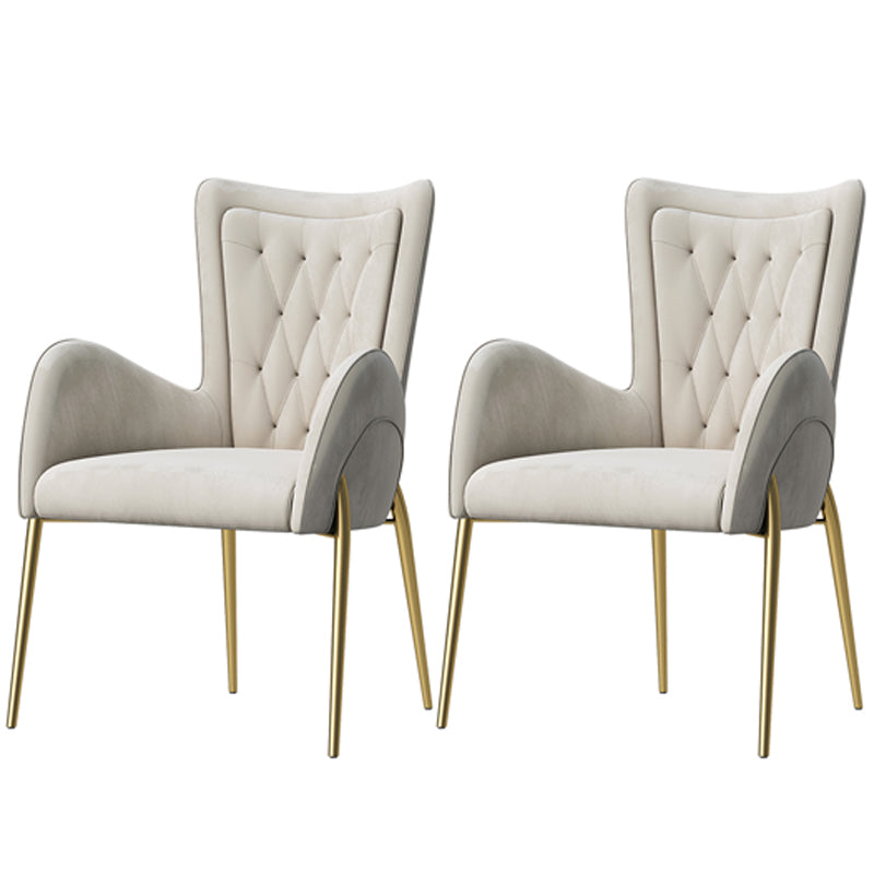 Chaises de salle à manger en cuir et velours, fauteuil de salle à manger à dossier haut de style Glam