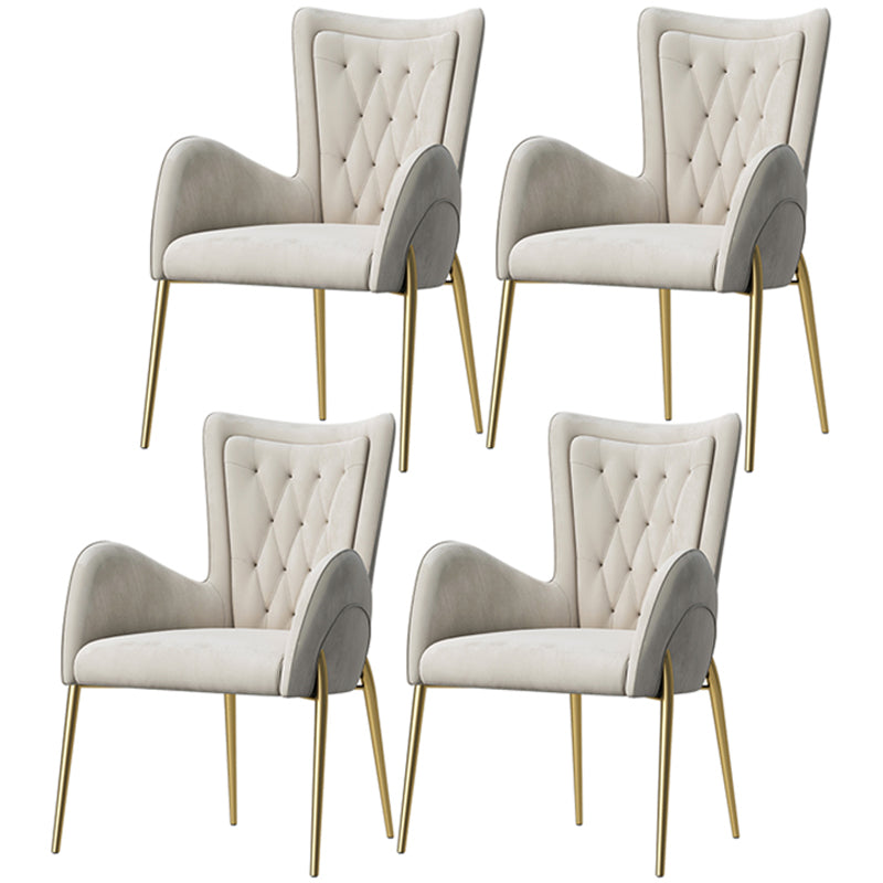 Chaises de salle à manger en cuir et velours, fauteuil de salle à manger à dossier haut de style Glam