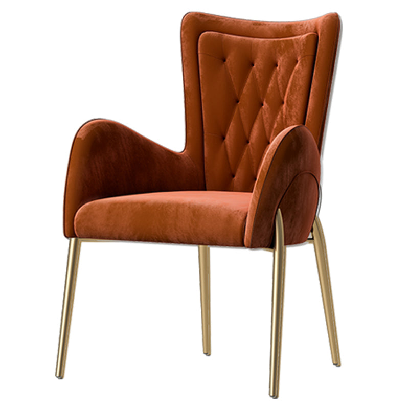 Chaises de salle à manger en cuir et velours, fauteuil de salle à manger à dossier haut de style Glam