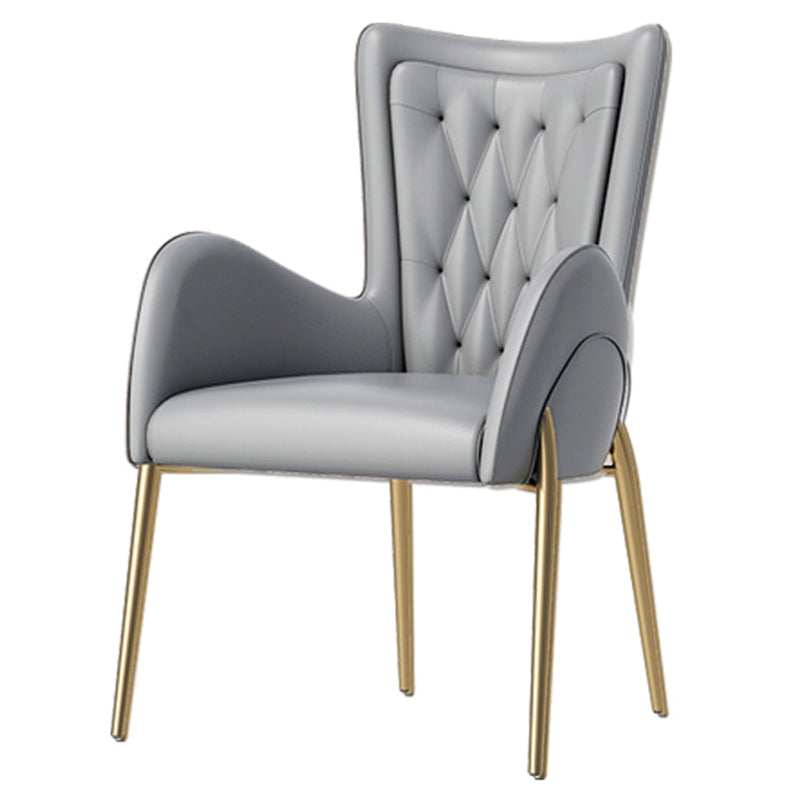 Chaises de salle à manger en cuir et velours, fauteuil de salle à manger à dossier haut de style Glam