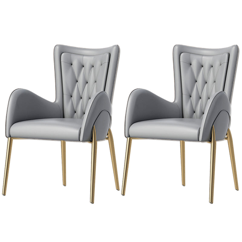 Chaises de salle à manger en cuir et velours, fauteuil de salle à manger à dossier haut de style Glam