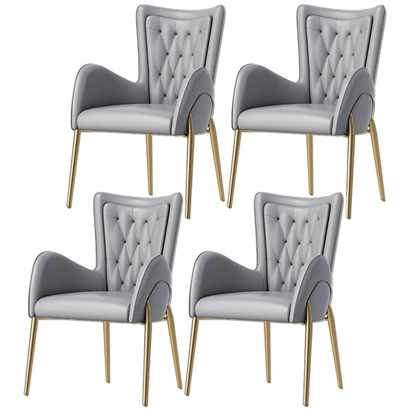 Chaises de salle à manger en cuir et velours, fauteuil de salle à manger à dossier haut de style Glam