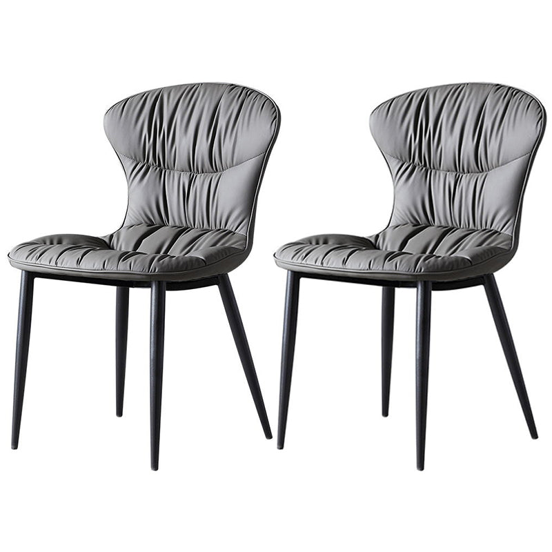 Chaise de salle à manger de style nordique, chaises de salle à manger rembourrées sans accoudoirs avec pieds en métal