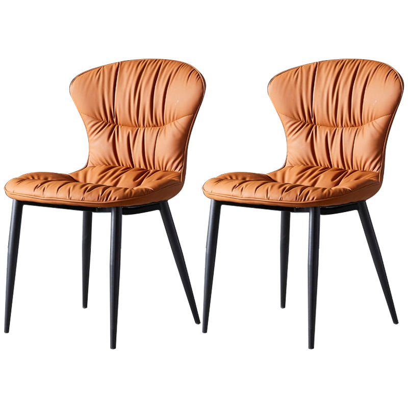 Chaise de salle à manger de style nordique, chaises de salle à manger rembourrées sans accoudoirs avec pieds en métal
