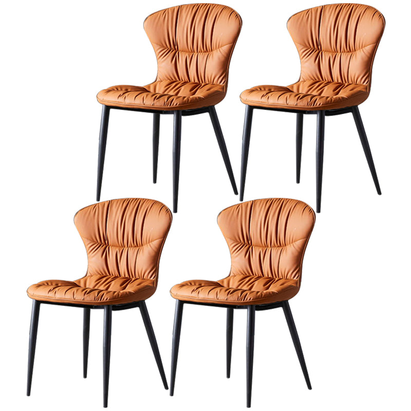 Chaise de salle à manger de style nordique, chaises de salle à manger rembourrées sans accoudoirs avec pieds en métal