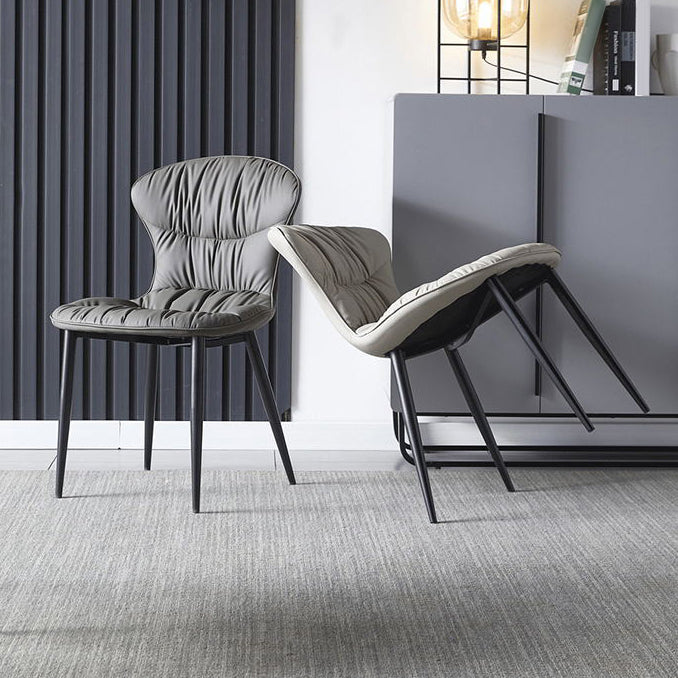 Chaise de salle à manger de style nordique, chaises de salle à manger rembourrées sans accoudoirs avec pieds en métal