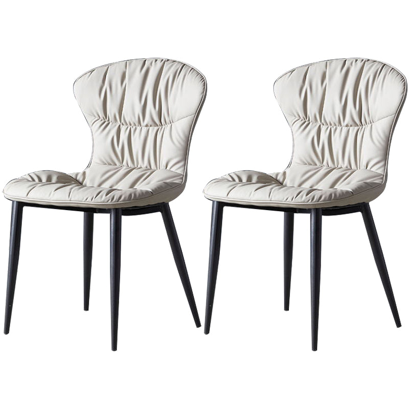 Chaise de salle à manger de style nordique, chaises de salle à manger rembourrées sans accoudoirs avec pieds en métal