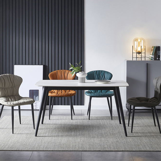 Chaise de salle à manger de style nordique, chaises de salle à manger rembourrées sans accoudoirs avec pieds en métal