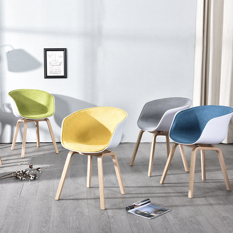 Fauteuil de salle à manger à dossier solide blanc moderne, fauteuil de cuisine en bois