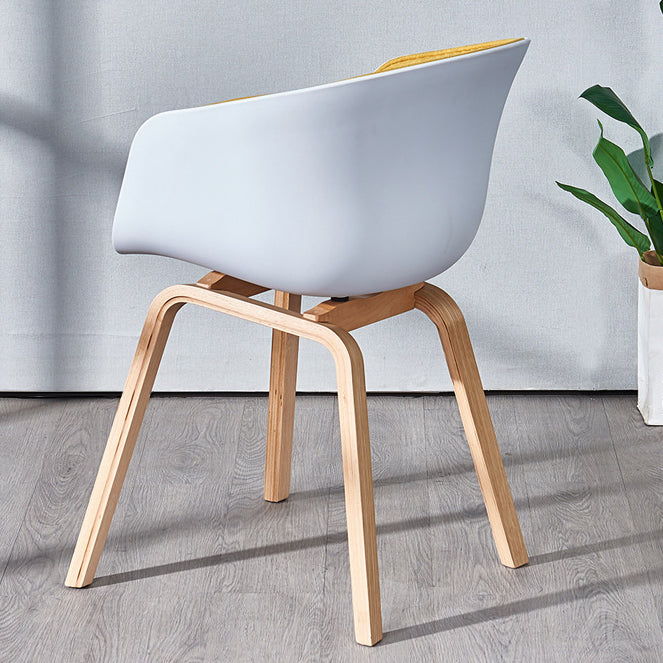 Fauteuil de salle à manger à dossier solide blanc moderne, fauteuil de cuisine en bois
