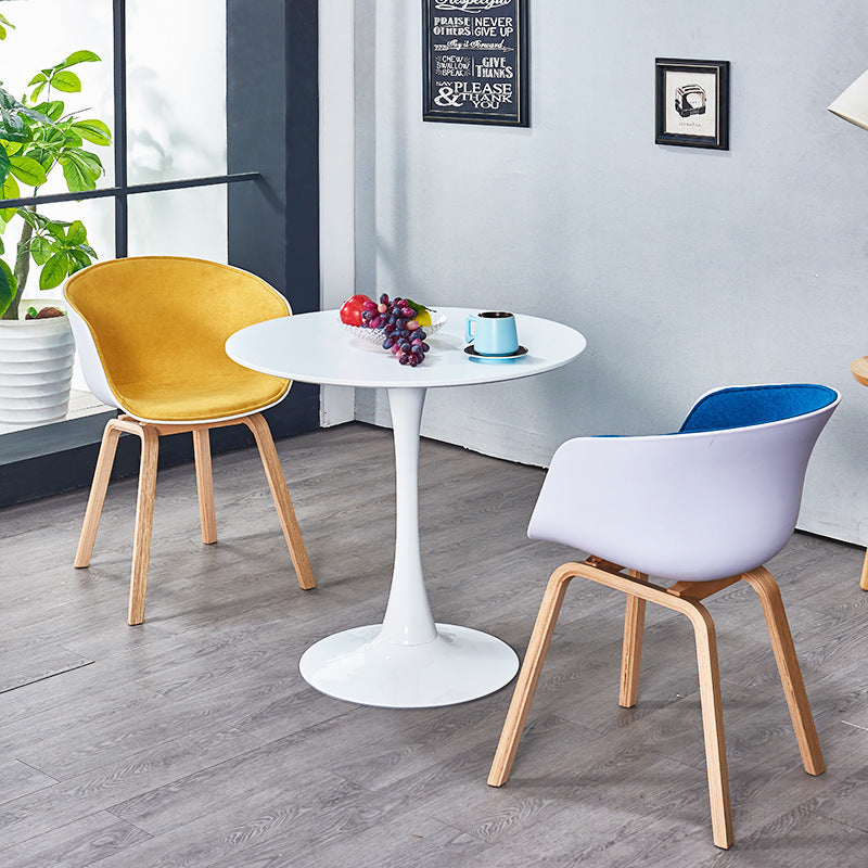 Fauteuil de salle à manger à dossier solide blanc moderne, fauteuil de cuisine en bois