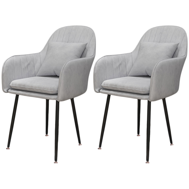 Scandinavian Dining Arm Chair Solid Back Chair with Metal Legs for Home Use