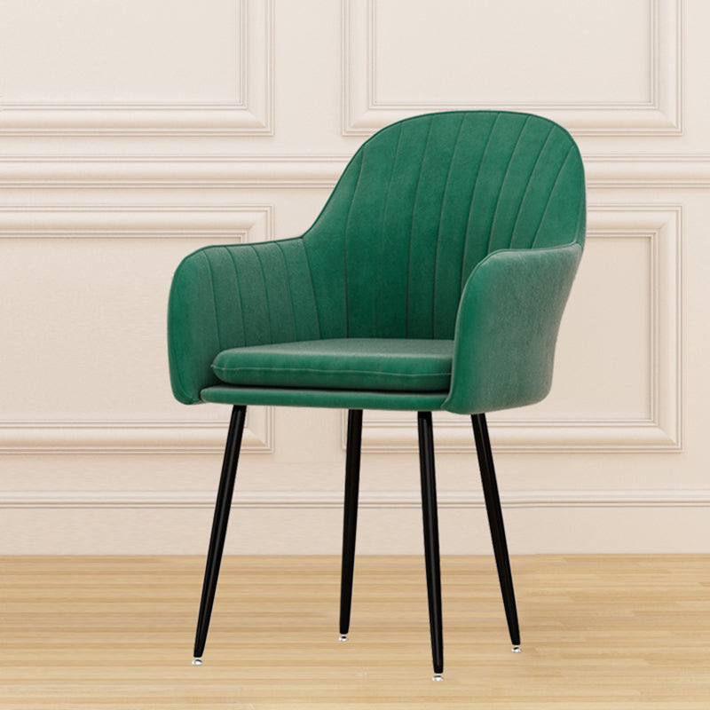 Scandinavian Dining Arm Chair Solid Back Chair with Metal Legs for Home Use
