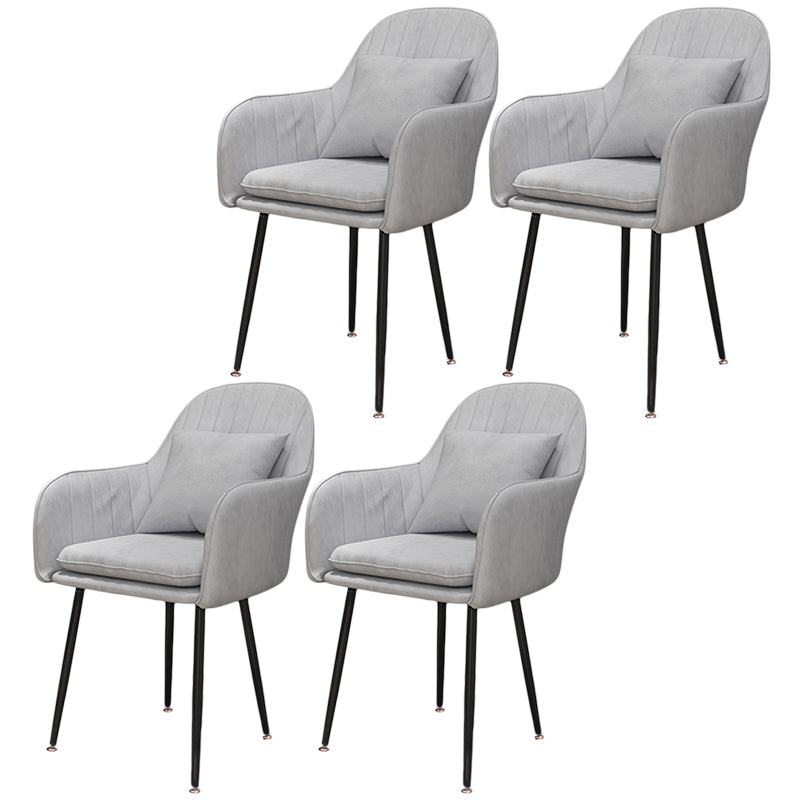 Scandinavian Dining Arm Chair Solid Back Chair with Metal Legs for Home Use