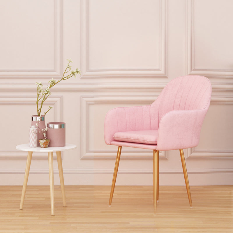 Scandinavian Dining Arm Chair Solid Back Chair with Metal Legs for Home Use