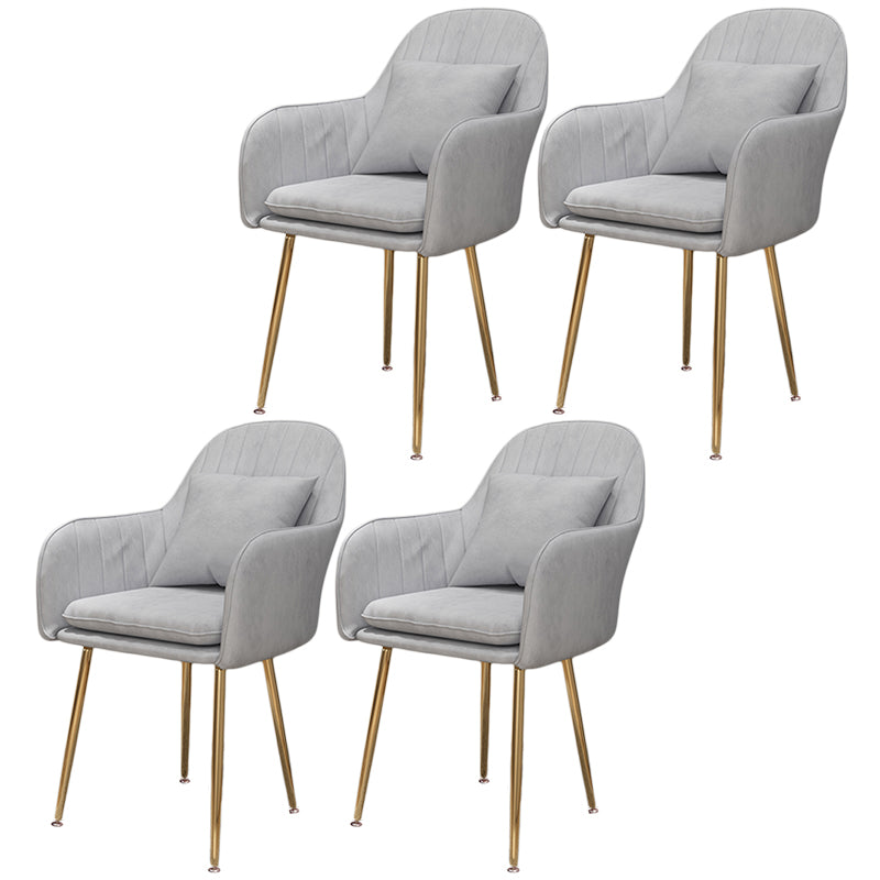 Scandinavian Dining Arm Chair Solid Back Chair with Metal Legs for Home Use