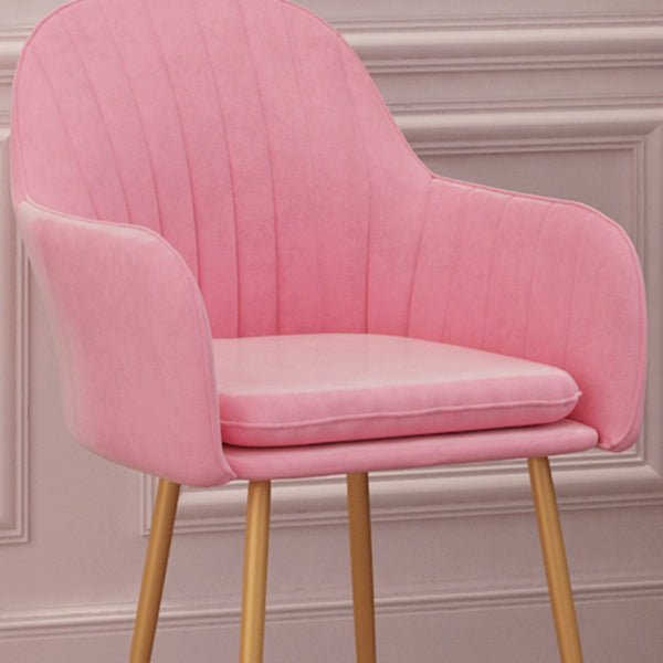 Scandinavian Dining Arm Chair Solid Back Chair with Metal Legs for Home Use