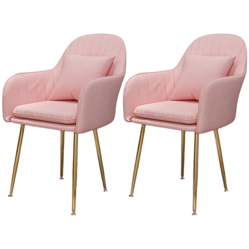 Scandinavian Dining Arm Chair Solid Back Chair with Metal Legs for Home Use