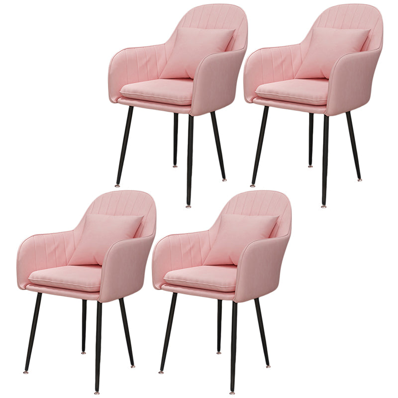 Scandinavian Dining Arm Chair Solid Back Chair with Metal Legs for Home Use