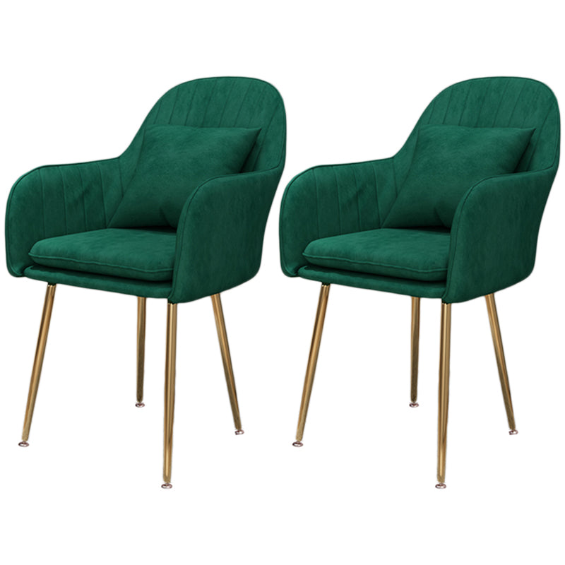 Scandinavian Dining Arm Chair Solid Back Chair with Metal Legs for Home Use