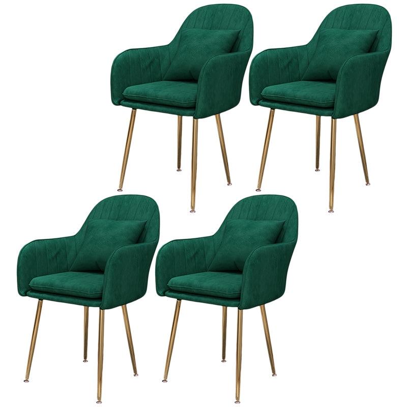 Scandinavian Dining Arm Chair Solid Back Chair with Metal Legs for Home Use