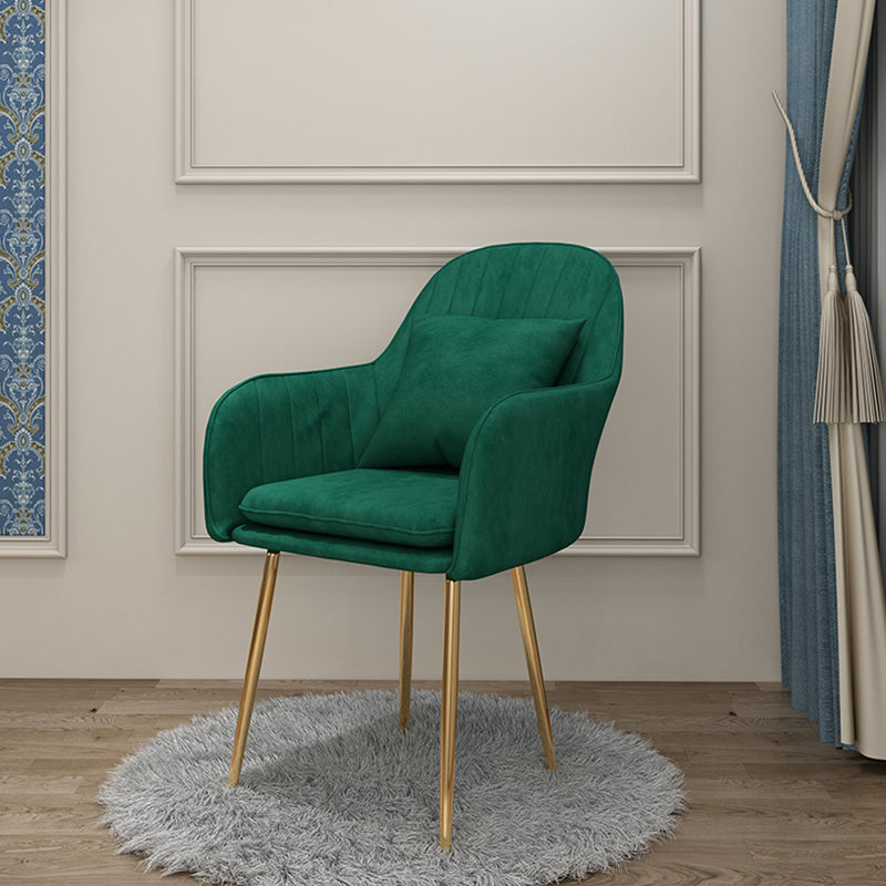 Scandinavian Dining Arm Chair Solid Back Chair with Metal Legs for Home Use
