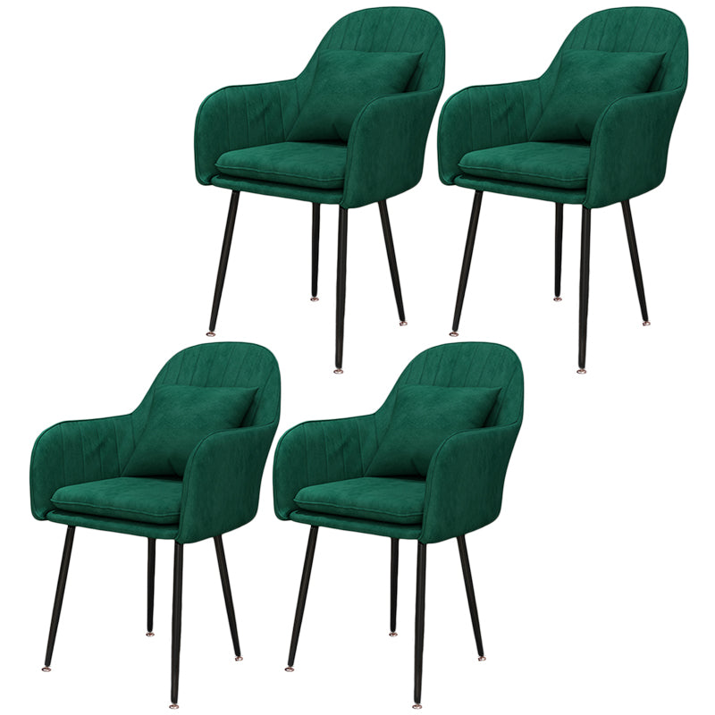 Scandinavian Dining Arm Chair Solid Back Chair with Metal Legs for Home Use