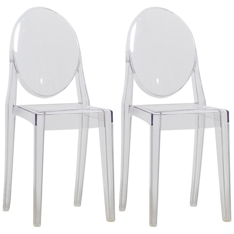 Chaise de salle à manger contemporaine en plastique, chaise à dossier ouvert avec 4 pieds pour la maison